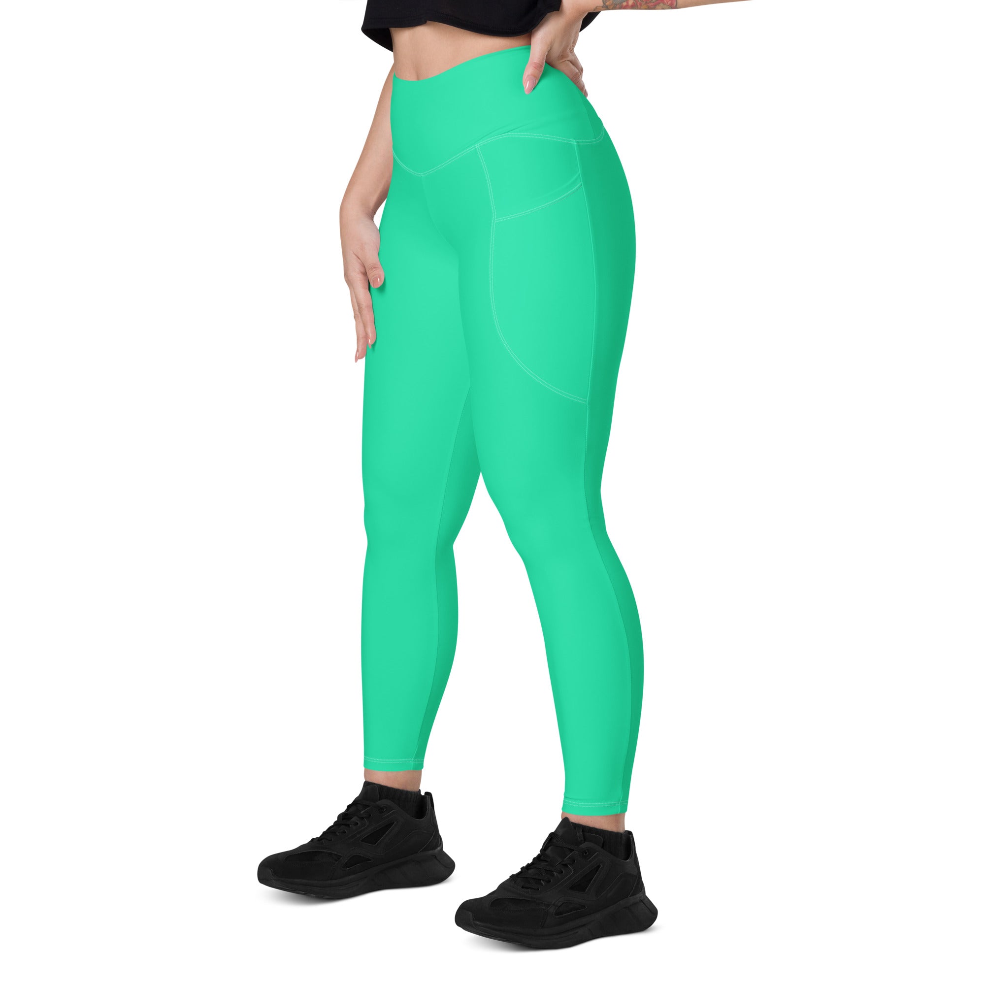 Leggings with Pockets in Sea Green
